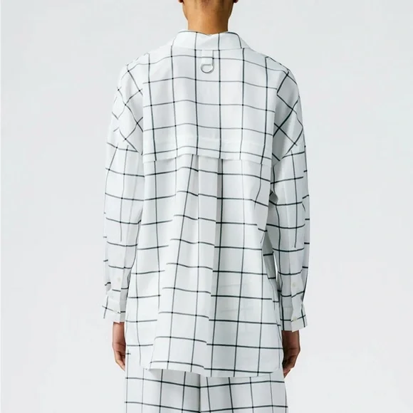 Tibi Windowpane Techy Twill Oversized Gabe Shirt - Picture 3 of 8
